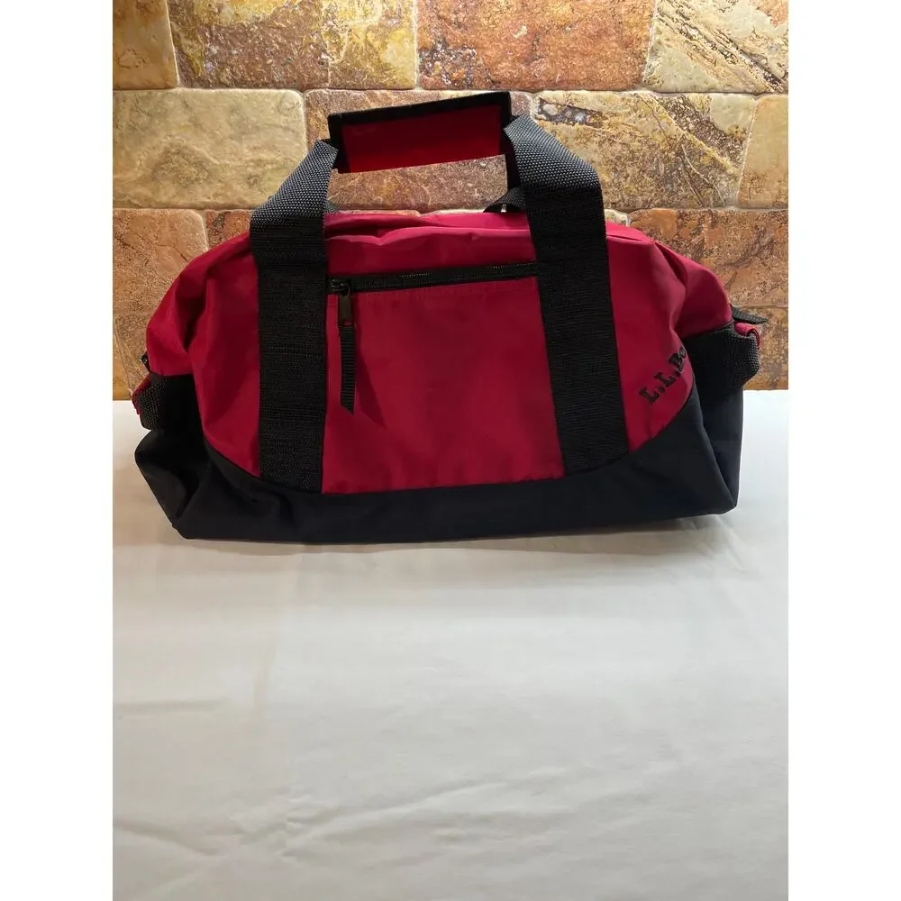 L.L.Bean Duffle Bag Red & Black Nylon Travel Gym Tote Tyler Name Embroidered